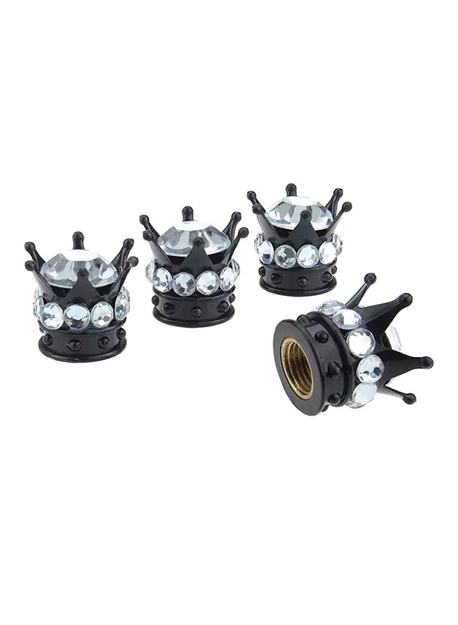 Generic 4-Piece Silver Crown Diamond Tyre Valve Caps  - Image 1