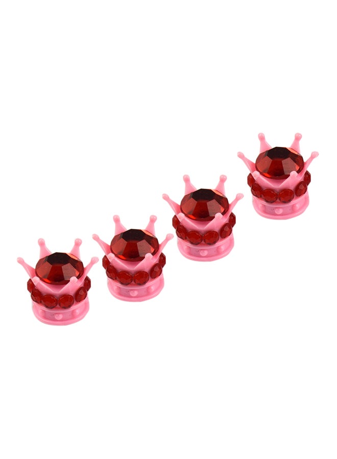 Generic 4-Piece Silver Crown Diamond Tyre Valve Caps  - Image 1