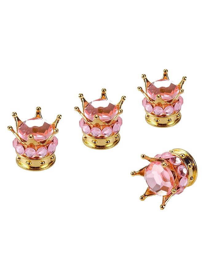 Generic 4-Piece Gold Crown Diamond Tyre Valve Caps  - Image 1