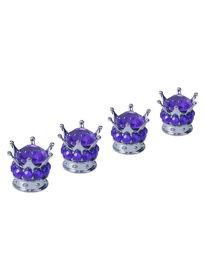 Generic 4-Piece Gold Crown Diamond Tyre Valve Caps  - Image 1