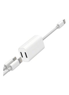Dual Lightning USB Adapter Cable For iPhone 7/7 Plus White