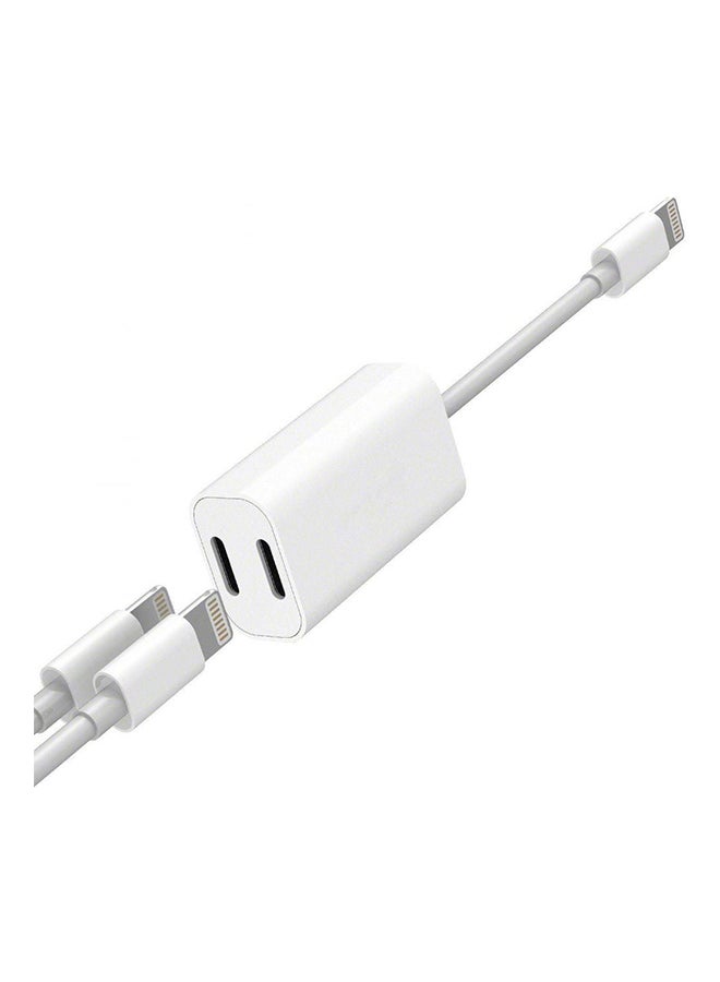 Generic - Dual Lightning USB Adapter Cable For iPhone 7/7 Plus White - Image 1
