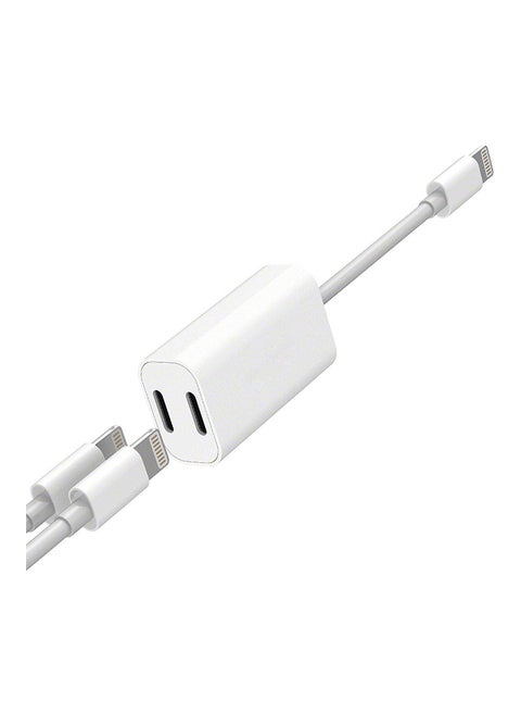 Dual Lightning USB Adapter Cable For iPhone 7/7 Plus White