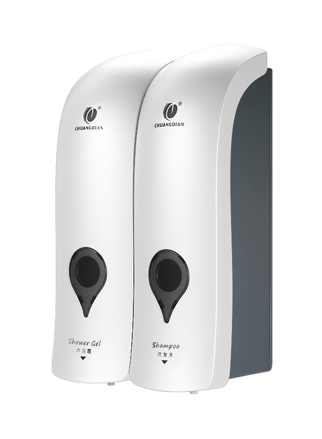 CHUANGDIAN Wall Mounted Double-Head soap dispenser White/Grey 22.8 x 8.3 x 14.2cm  - Image 1