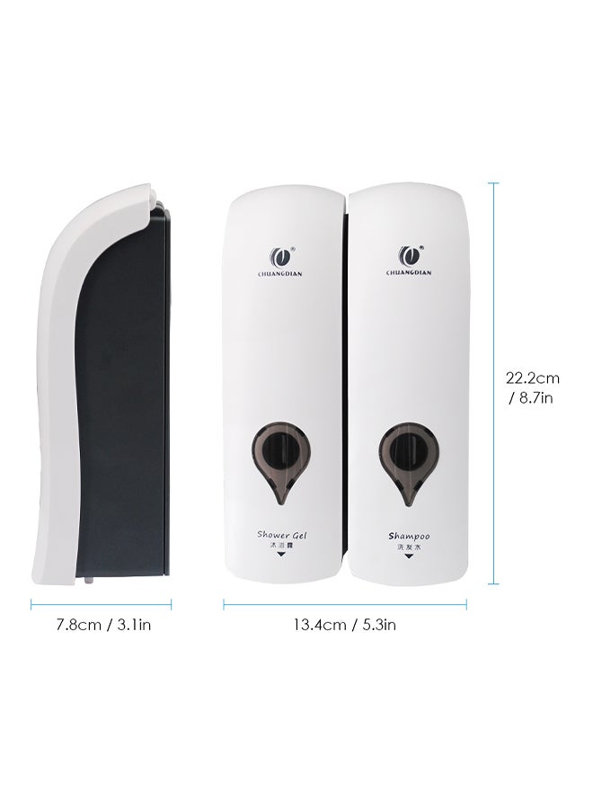 CHUANGDIAN Wall Mounted Double-Head soap dispenser White/Grey 22.8 x 8.3 x 14.2cm  - Image 2