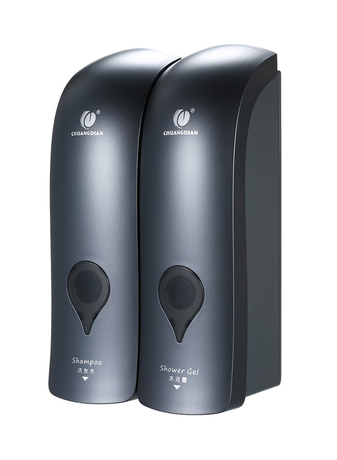 CHUANGDIAN Wall Mounted Double-Head Manual Soap Dispenser Grey 22.8 x 8.3 x 14.2cm  - Image 1