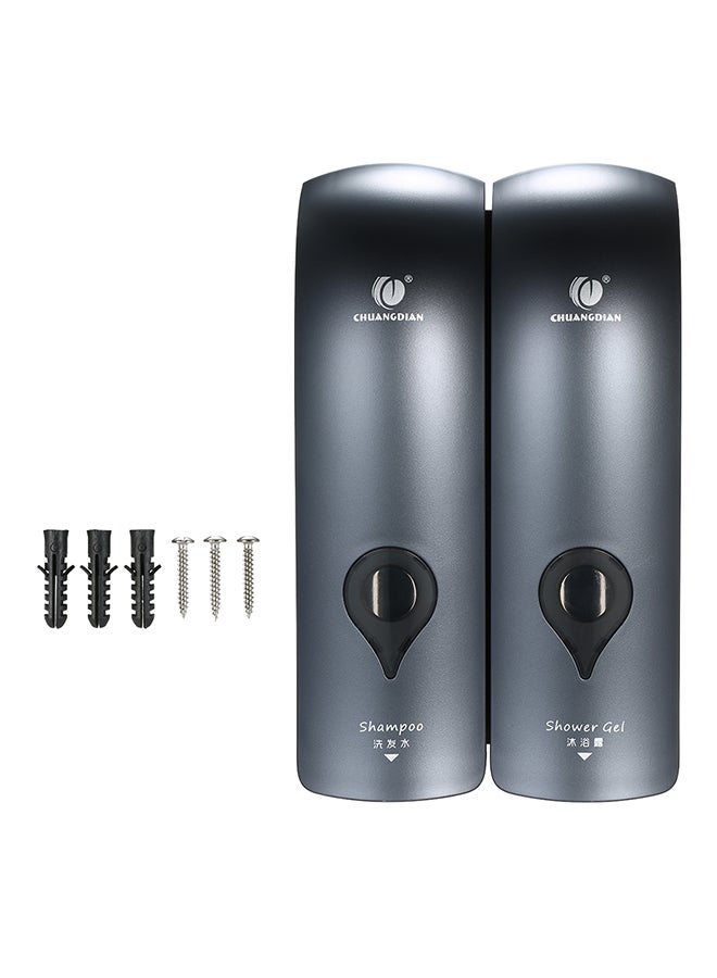 CHUANGDIAN Wall Mounted Double-Head Manual Soap Dispenser Grey 22.8 x 8.3 x 14.2cm  - Image 2