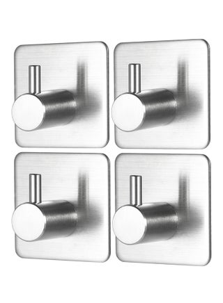 4-Piece Wall Mounted Hanging Hooks Silver 14 x 4.5 x 5cm - v1559197965/N24808859A_1