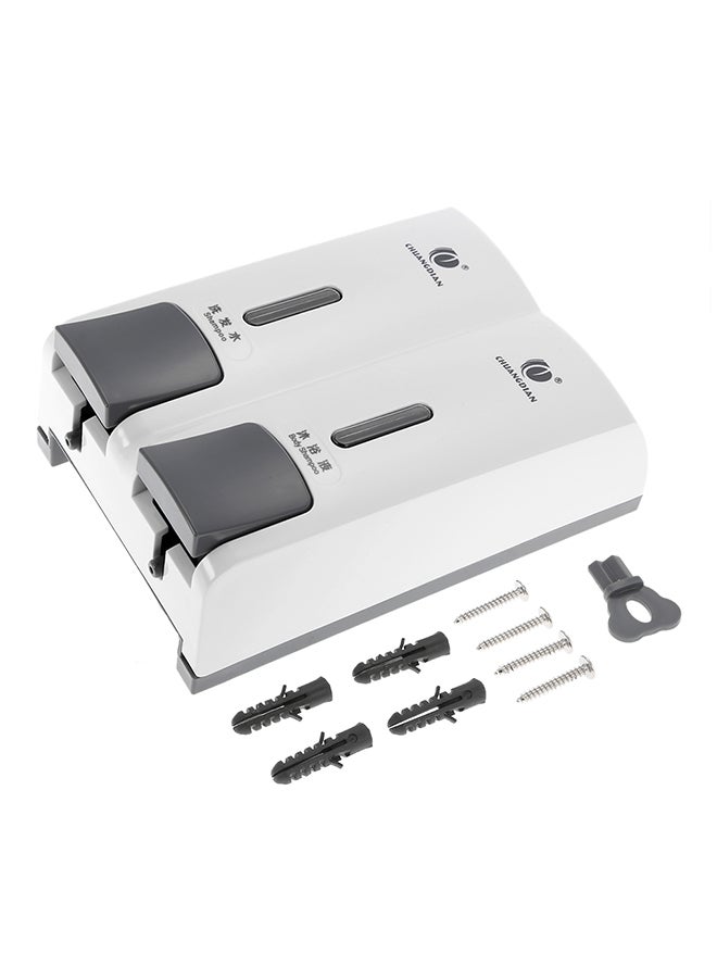 شوانجديان موزع صابون يدوي بقسمين يثبت على الحائط أبيض 19.2 x 8 x 12.6سم - Image 2