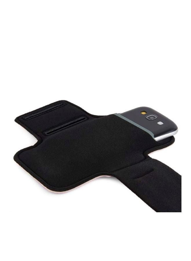 سوماكن رباط حماية لحمل الهاتف بالذراع أثناء ممارسة التمارين للهواتف الذكية من سلسلة سامسونج جالاكسي S5/S4/HTC ون M8 مع سماعات أذن داخلية وردي/أسود - Image 2