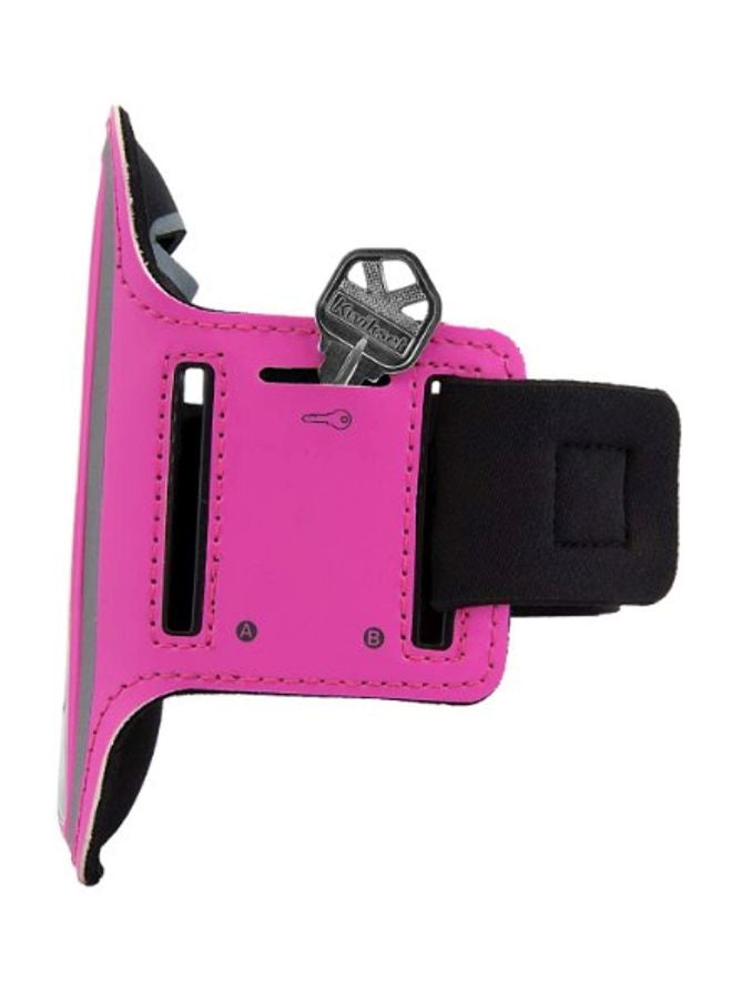 سوماكن رباط حماية لحمل الهاتف بالذراع أثناء ممارسة التمارين للهواتف الذكية من سلسلة سامسونج جالاكسي S5/S4/HTC ون M8 مع سماعات أذن داخلية وردي/أسود - Image 3