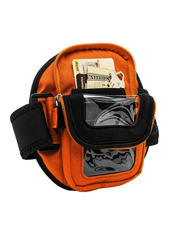 VanGoddy - Workout Armband For Apple iPhone Xr /XS Max /8 Plus /7 Plus /6s Plus /6 Plus Orange/Black - Image 1