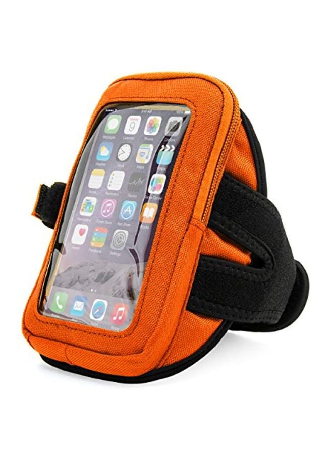 VanGoddy - Workout Armband For Apple iPhone Xr /XS Max /8 Plus /7 Plus /6s Plus /6 Plus Orange/Black - Image 1