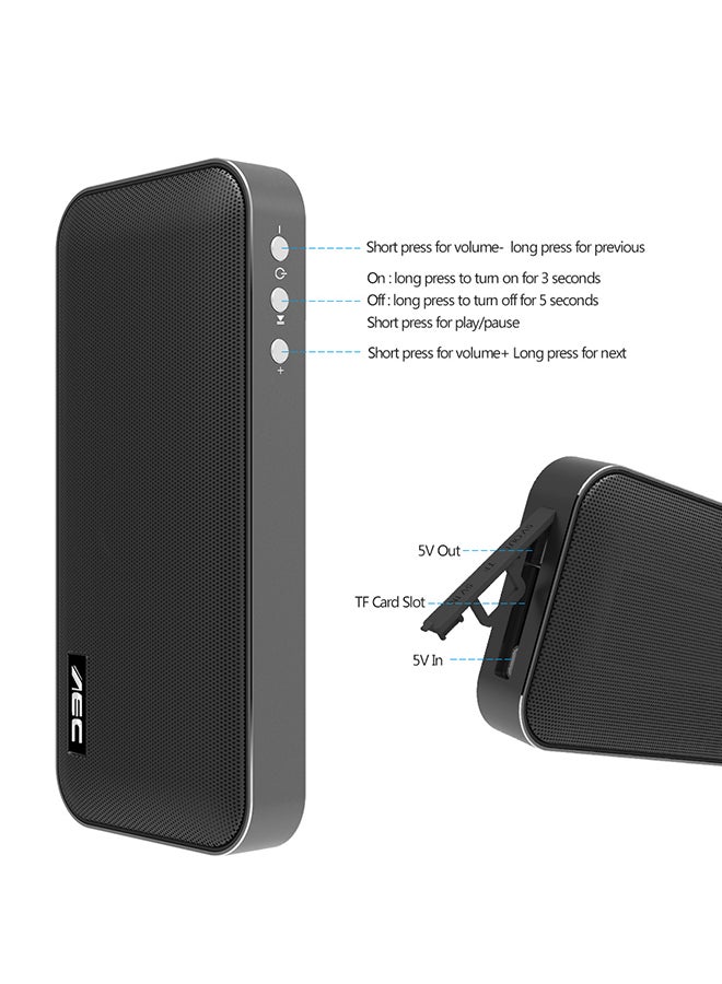 ايه اي سي مكبر صوت بلوتوث 4.2 مضاد للماء بصوت جهير فائق V2976 أسود - Image 2