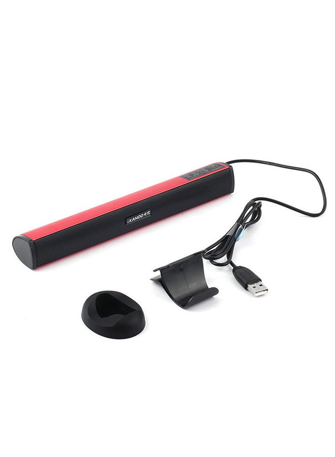 iKANOO - USB Wired Computer Speaker With Clamp And Base Red/Black - Image 1