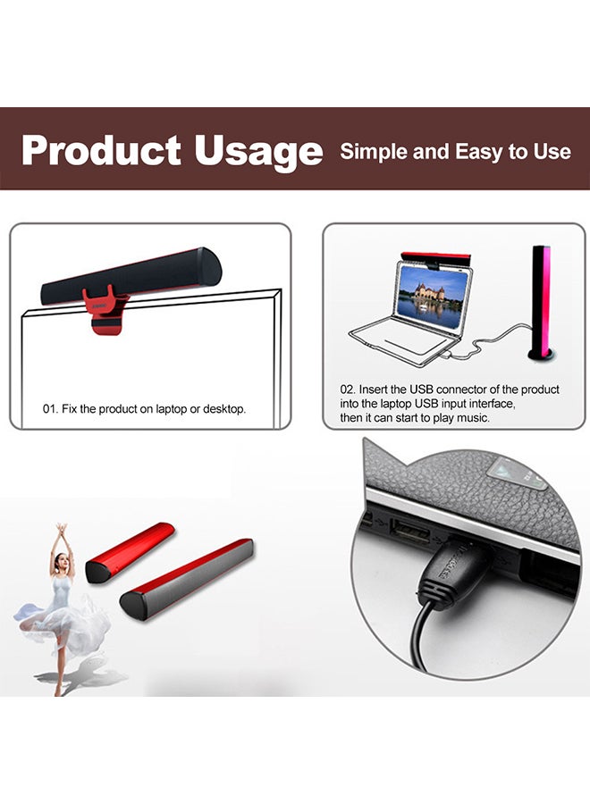 iKANOO - USB Wired Computer Speaker With Clamp And Base Red/Black - Image 1