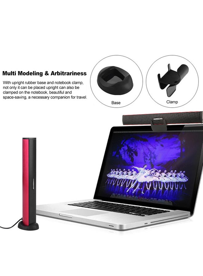 iKANOO - USB Wired Computer Speaker With Clamp And Base Red/Black - Image 1