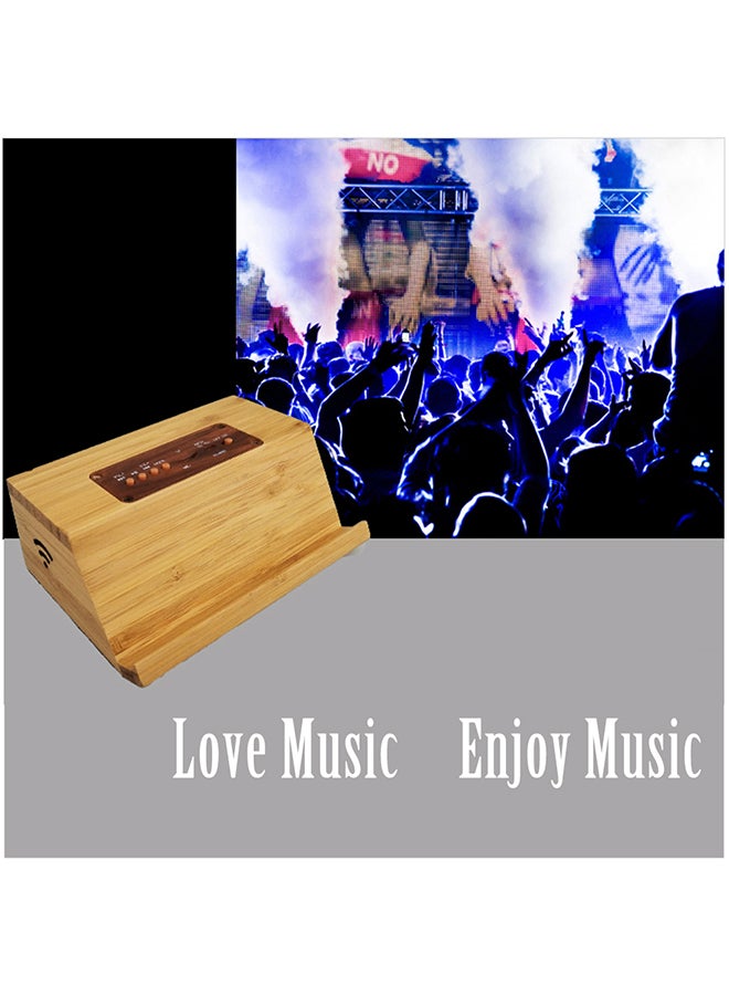 Portable Bamboo Bluetooth 5.0 Speaker V4833 Brown  - Image 4