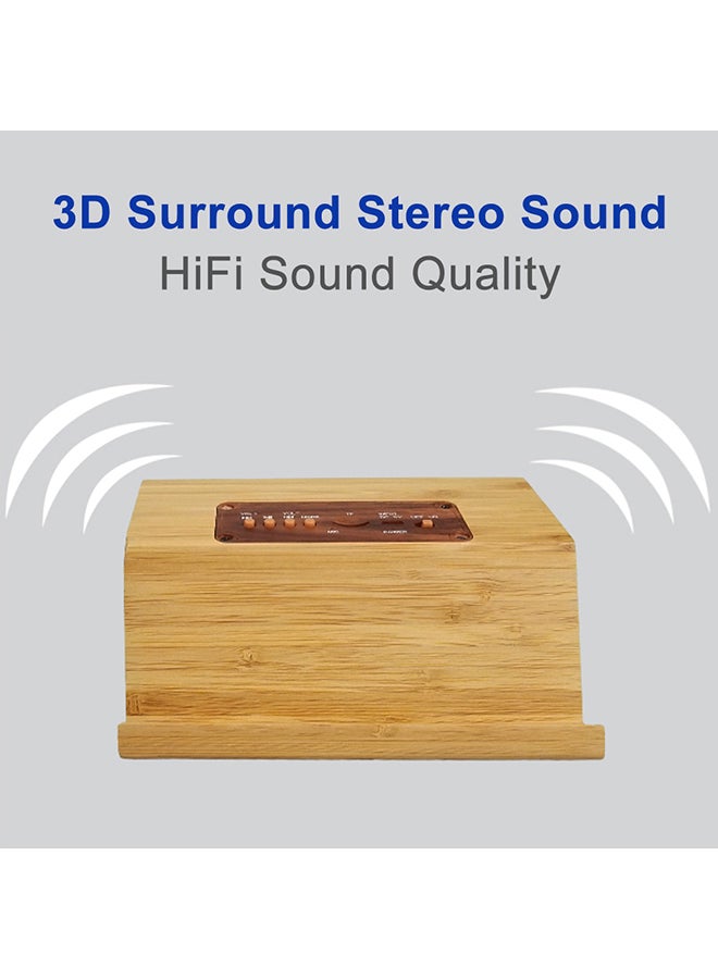Portable Bamboo Bluetooth 5.0 Speaker V4833 Brown  - Image 3