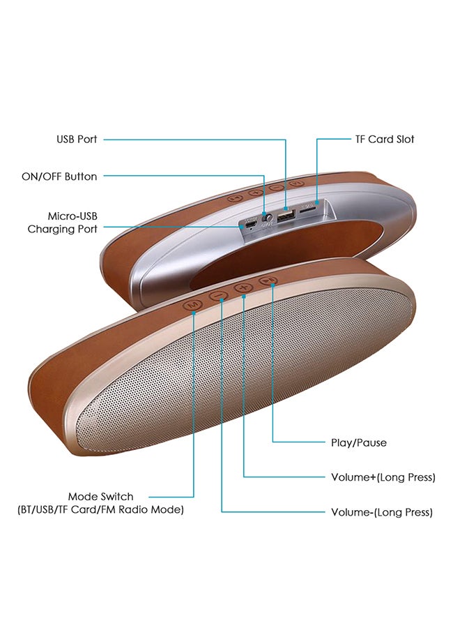 Portable Bluetooth Speaker V3600 Brown/Silver  - Image 3