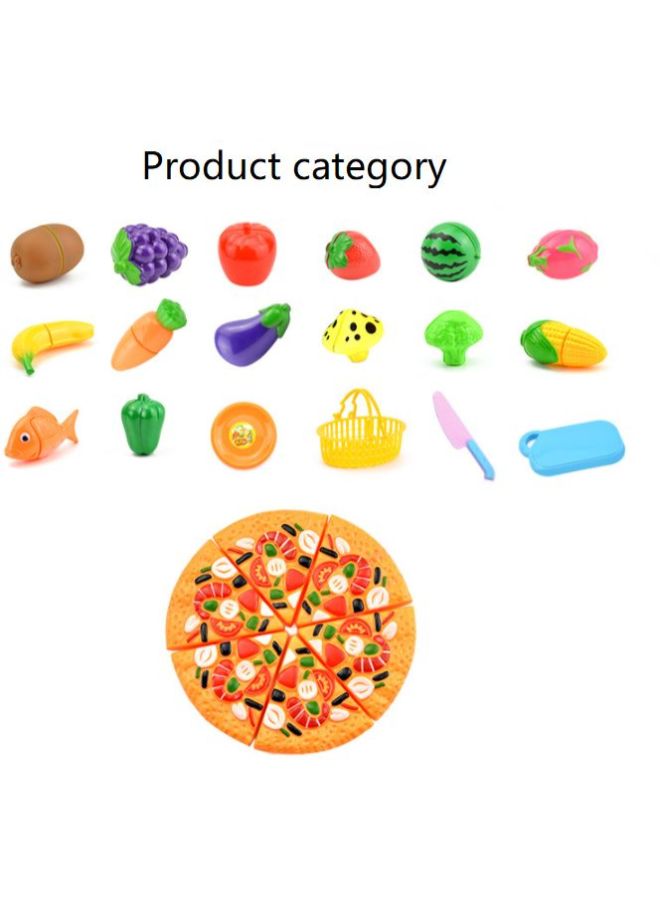 Unique - 19-Piece Realistic Sliceable Cut Fruits And Vegetable With Knives Pretend Kitchen Set For Kids - Image 1