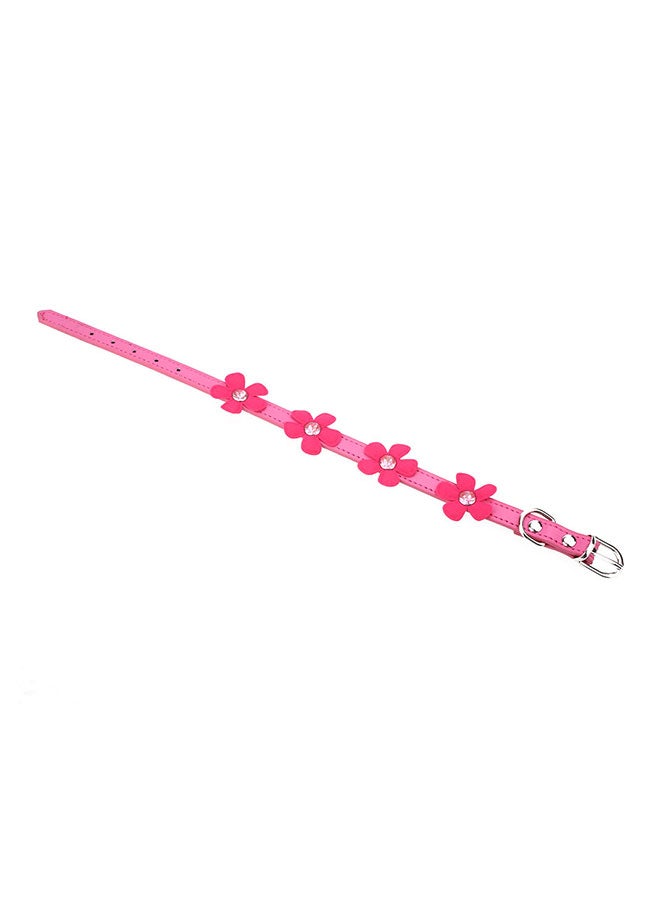 Adjustable PU Crystal Pet Collar Pink 11 x 4 x 4centimeter - Image 2