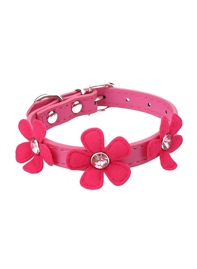 Adjustable PU Crystal Pet Collar Pink 11 x 4 x 4centimeter - Image 1