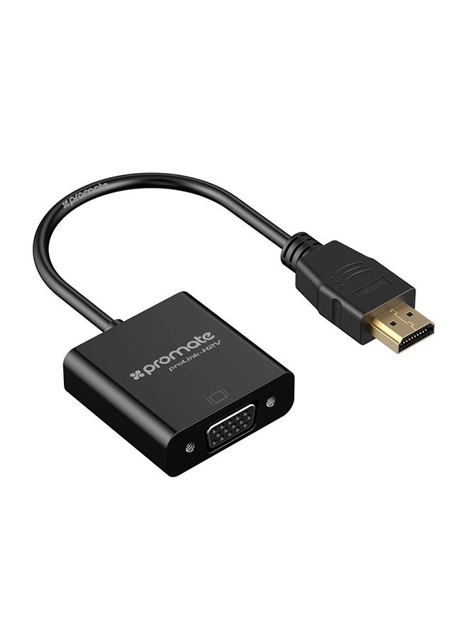 بروميت كابل محول من منفذ HDMI إلى VGA بدقة 1080P ذكر إلى أنثى لأجهزة الكمبيوتر ومشغلات DVD وأجهزة التلفزيون عالية الوضوح وأجهزة اللابتوب أسود  - Image 1