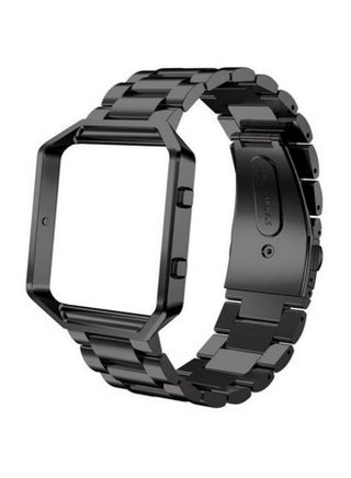 unisex Black Stailess Steel Watch Band With Metal Frame House 2 in 1 Replacement Strap - v1559229639/N26037633A_1