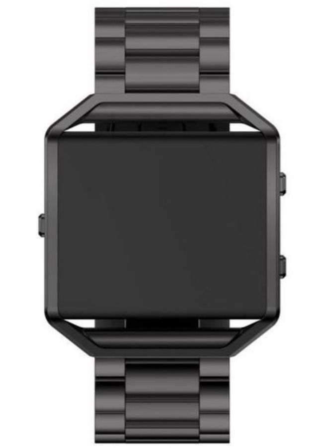 unisex Black Stailess Steel Watch Band With Metal Frame House 2 in 1 Replacement Strap