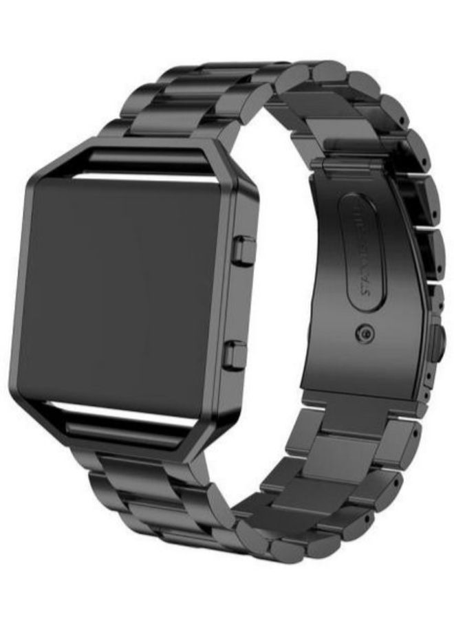 unisex Black Stailess Steel Watch Band With Metal Frame House 2 in 1 Replacement Strap
