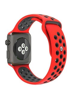 Silicone Sport Replacement Strap Band For Apple Watch Red/Black