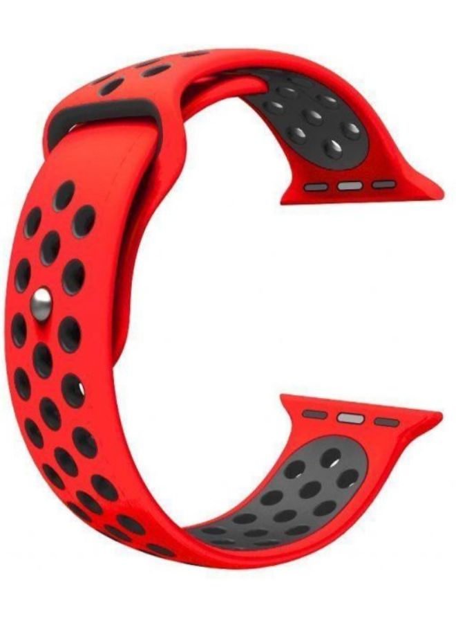 Generic - Silicone Sport Replacement Strap Band For Apple Watch Red/Black - Image 1