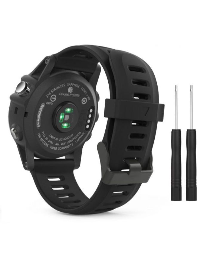 ZTO Silicone Replacement Band For Garmin Fenix 3/Fenix3 HR Black - Image 2