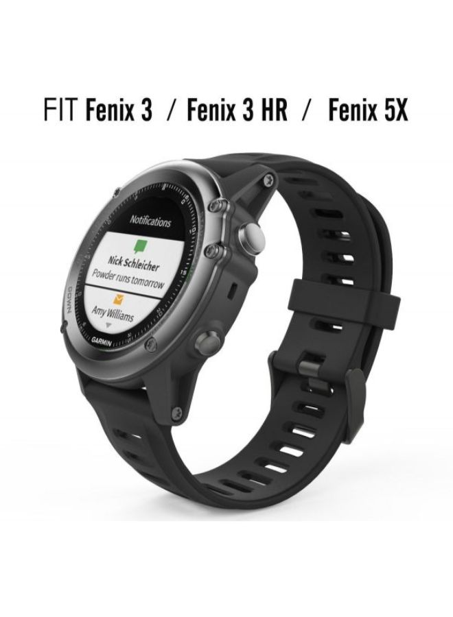 ZTO Silicone Replacement Band For Garmin Fenix 3/Fenix3 HR Black - Image 3
