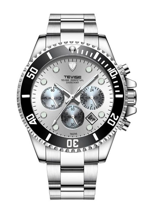 تيفيز ساعة يد بعقارب وسوار من الستانلس ستيل طراز T823 - قياس 42 مم - لون فضي للرجال