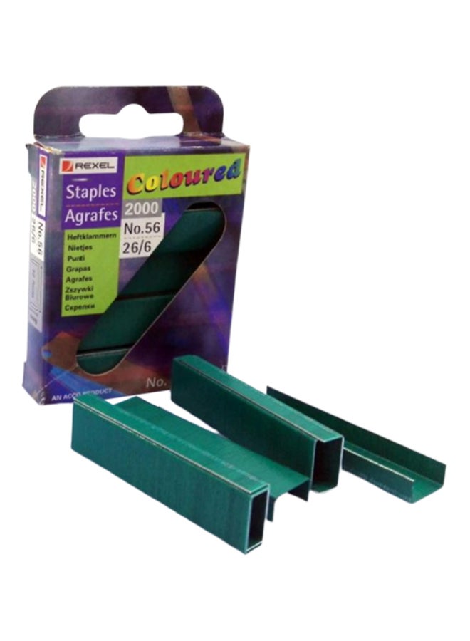 Pack Of 2000 Coloured Staples Green