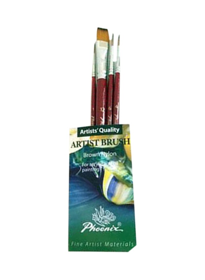 Phoenix 4-Piece Artist Brush Set For Acrylic And Oiled Painting Multicolour