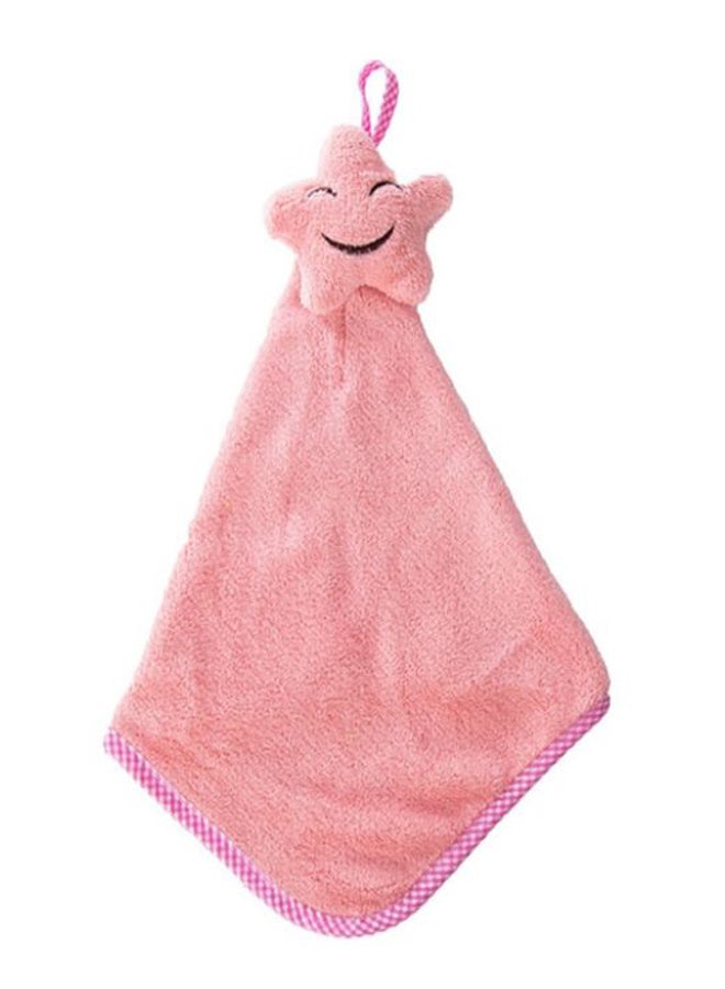 Smiling Face Hanging Bath Towel Pink 22 x 42centimeter 