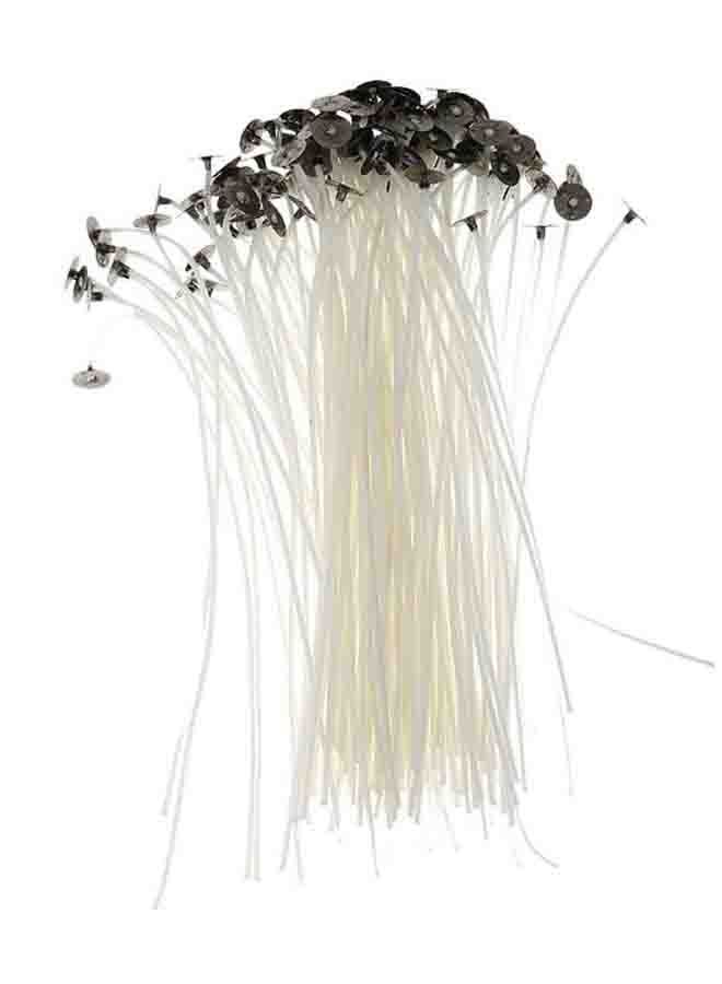 فتائل قطنية للشموع من 50 قطعة مع حامل أبيض 15سم