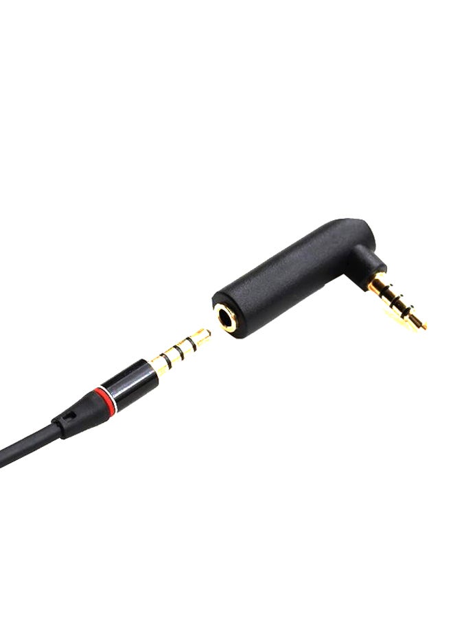 Male To Female 90 Degree Right Angled Audio Microphone Jack Adapter Black  - Image 2