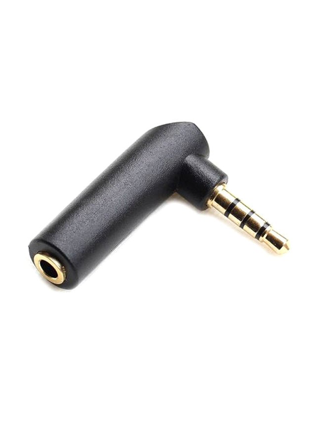 Male To Female 90 Degree Right Angled Audio Microphone Jack Adapter Black  - Image 1