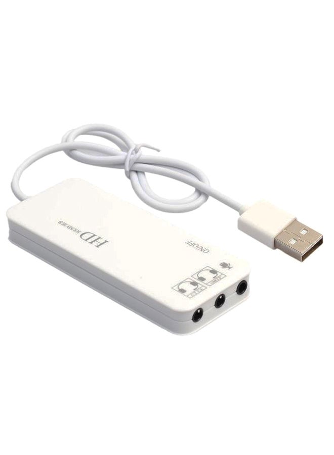 USB Hub Stereo Sound Microphone Adapter White  - Image 1