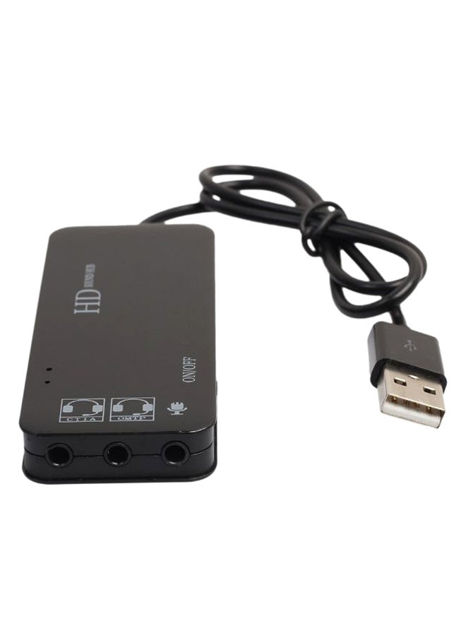 USB Hub Stereo Sound Microphone Adapter Black  - Image 2