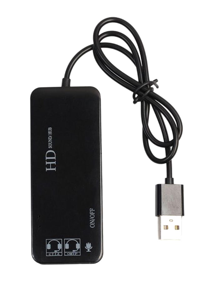 USB Hub Stereo Sound Microphone Adapter Black  - Image 1