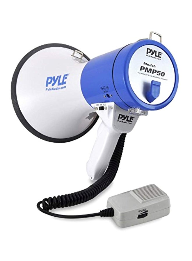 Megaphone Speaker Bullhorn With Built In Siren PMP50 White/Blue