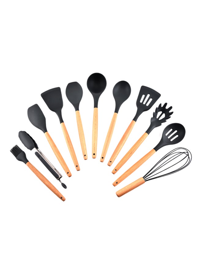 11-Piece Non Stick Shovel Spoon Tool Set Black/Brown 
