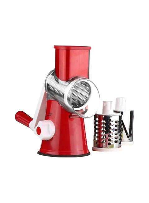 Fruit Manual Vegetable Cutter Multifunctional Round Mandoline Slicer Red/Silver 26x12.7x24cm