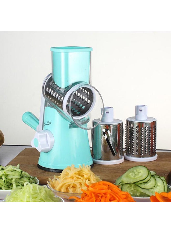 Generic - Fruit Manual Vegetable Cutter Multifunctional Round Mandoline Slicer Turqoise/Silver 26x12.7x24cm - Image 1