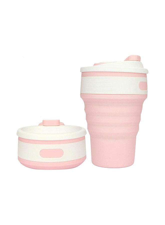 Jipush Hot New Folding Silicone Portable Silicone Telescopic Drinking Collapsible Coffee Cup Pink/White 350ml  - Image 2